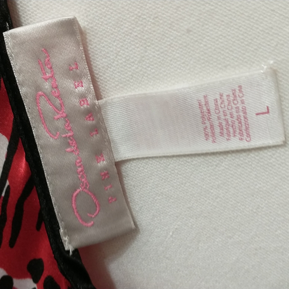 Oscar de la Renta pink label SZ L red and black sleepwear  gown nighty - Picture 4 of 6